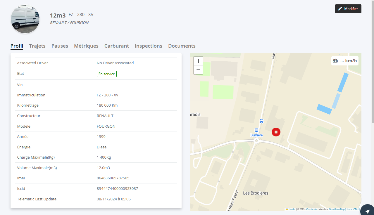 toncarton : le profil du véhicule sur la plateforme en ligne